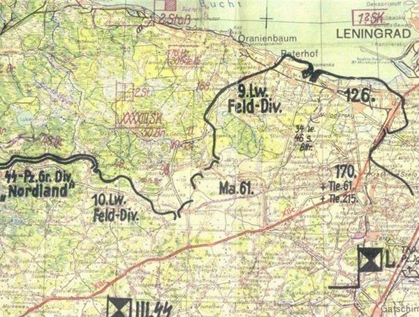 Немецкая карта Ораниенбаумского пятачка